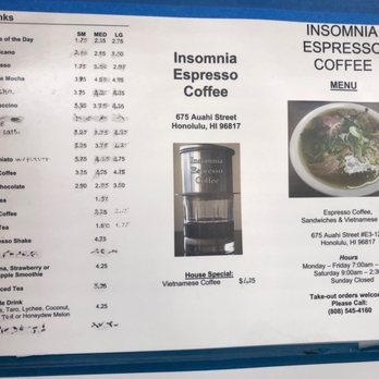 Insomnia - Menu - Coffee & Tea Near Me - Honolulu, Hawaii Insomnia - Menu - Coffee & Tea Near Me - Honolulu, Hawaii