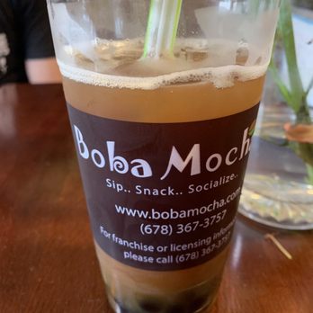 Boba Mocha - Mango black tea w/ less sweetness & less ice. It was PERFECT! - Coffee & Tea Near Me - Duluth, Georgia Boba Mocha - Mango black tea w/ less sweetness & less ice. It was PERFECT! - Coffee & Tea Near Me - Duluth, Georgia