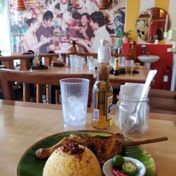 Bacolod Chicken Inasal - Chicken leg, garlic rice, and beer