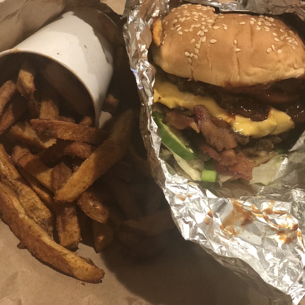 Five Guys - Cajun fries and Bacon Cheeseburger - Burgers Near Me - Fresh Meadows, New York