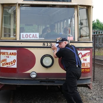 Willamette Shore Trolley - my dad pushing the train - Transportation Near Me - Lake Oswego, Oregon Willamette Shore Trolley - my dad pushing the train - Transportation Near Me - Lake Oswego, Oregon