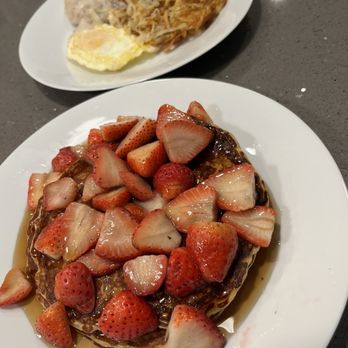 Biscuit - Protein pancakes with strawberry, - Breakfast & Brunch Near Me - Frisco, Texas