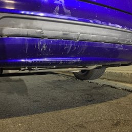 Damage to the rear bumper. Damage to the rear bumper.