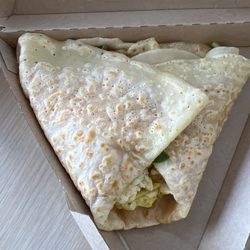 Rocky Mtn Crepe - Ham, spinach, cheddar, and eggs.