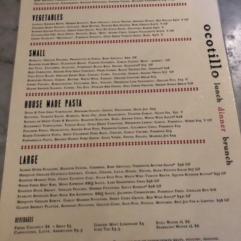 Ocotillo - Menu 1 - New American Near Me - Phoenix, Arizona