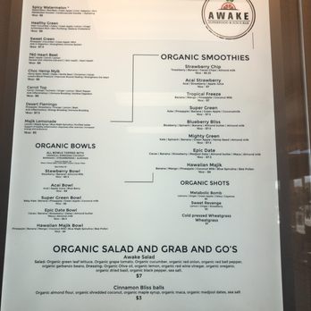 Awake Juice bar - Menu - Juice Bars & Smoothies Near Me - Apple Valley, California