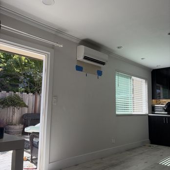 Evs Mechanical - Mini split remounted to its highest functional location. - Heating & Air Conditioning/HVAC Near Me - Santa Clara, California