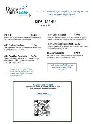 Menu photo 6 Living Free Cafe Pahrump, NV
