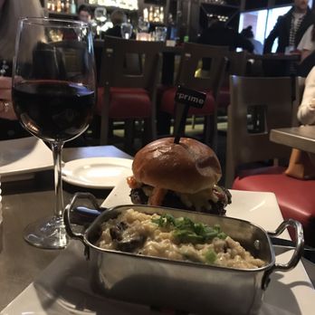 SB  Prime - Delicious surf'n turf burger and mushroom asparagus risotto!! Paired well with a cab Sauvignon from Argentina!! - Steakhouses Near Me - Burlington, Ontario
