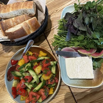 Karas - Armenian Cheese Plate with summer salad - Armenian Near Me - Glendale, California
