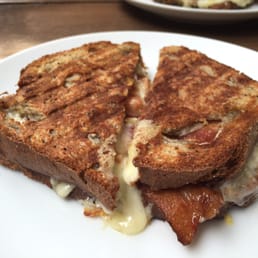 Gluten free grilled cheese with bacon and onion. Incredible!