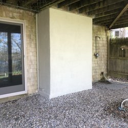 A&J Landscaping Masonry and Home Improvement Services - Chimney repair                       Exterior finish (stucco & paint)                        Below deck area