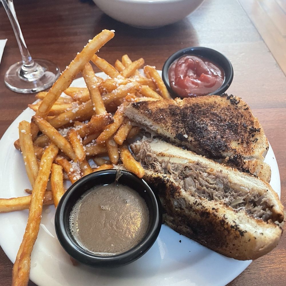 2637brew - Braised beef grilled cheese with parmesan truffle fries  with shrimp salad - Bars Near Me - Philadelphia, Pennsylvania