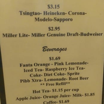 China Buffet - Beer and beverage list + cost - Chinese Near Me - Torrance, California
