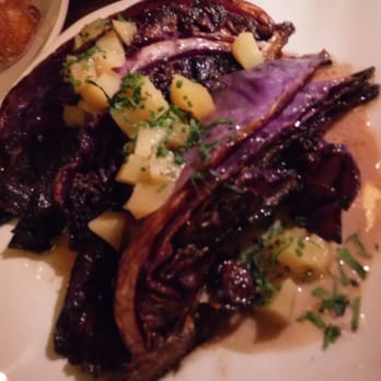 Ox - Pan Roasted Cabbage with chestnut cream, duck jus and poached quince. My favorite side of the night! - Argentine Near Me - Portland, Oregon Ox - Pan Roasted Cabbage with chestnut cream, duck jus and poached quince. My favorite side of the night! - Argentine Near Me - Portland, Oregon