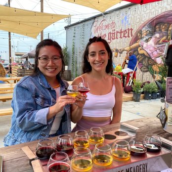 Lost Cause Meadery - Mead tasting flights on the outdoor patio - Wine Tasting Room Near Me - San Diego, California