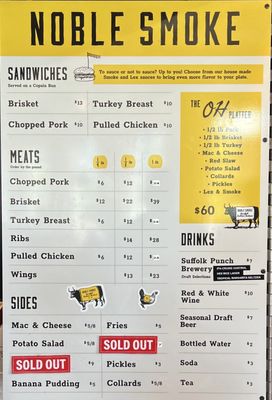 Menu photo 2 Noble Smoke Charlotte, NC