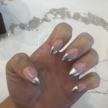 MJ Nails Spa - Chrome French, almond shape, hybrid gel - Nail Salons Near Me - Henderson, Nevada
