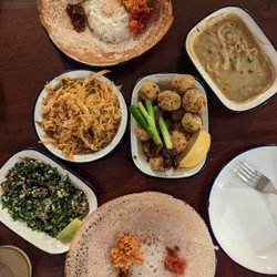 Coconut Tree - Egg hopper, hot battered mushrooms, kaju maluwa, kale & radish sambol.