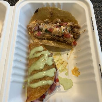 Masa Masa - Chicken street taco on top, quesabirria street taco on bottom - Tacos Near Me - Roseville, California Masa Masa - Chicken street taco on top, quesabirria street taco on bottom - Tacos Near Me - Roseville, California