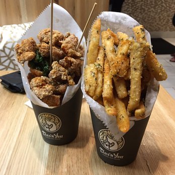 Teas'n You - basil popcorn chicken & garlic truffle fries (both spicy) - Bubble Tea Near Me - Vienna, Virginia Teas'n You - basil popcorn chicken & garlic truffle fries (both spicy) - Bubble Tea Near Me - Vienna, Virginia