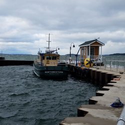 Northwestern Michigan College - Here's their boat, I will NOT walk out to see, too windy and cold. I'll blow in H2O