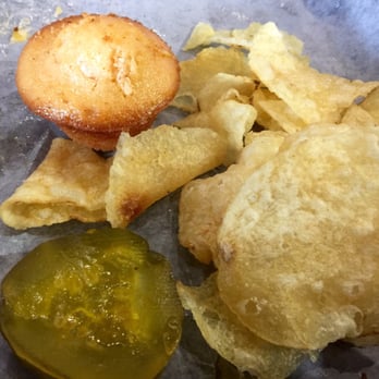Nanny Goats Cafe & Feed Bin - Chips and pickle and muffin comes with sandwich - Cafes Near Me - Longview, Texas