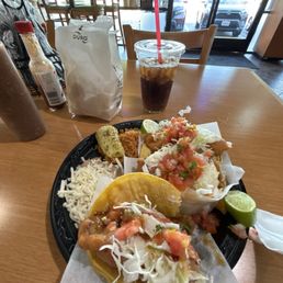 3 taco combo with fish and shimp.