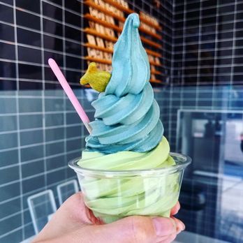 The Pond - Coal Whip (pineapple Dole Whip + activated charcoal) on the top and Matcha on the bottom. - Ice Cream & Frozen Yogurt Near Me - Arcadia, California The Pond - Coal Whip (pineapple Dole Whip + activated charcoal) on the top and Matcha on the bottom. - Ice Cream & Frozen Yogurt Near Me - Arcadia, California