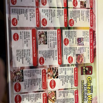 Ginza Won Restaurant - Back of the menu. We always get one of these sets to try a little bit of everything! - Korean Near Me - Honolulu, Hawaii Ginza Won Restaurant - Back of the menu. We always get one of these sets to try a little bit of everything! - Korean Near Me - Honolulu, Hawaii