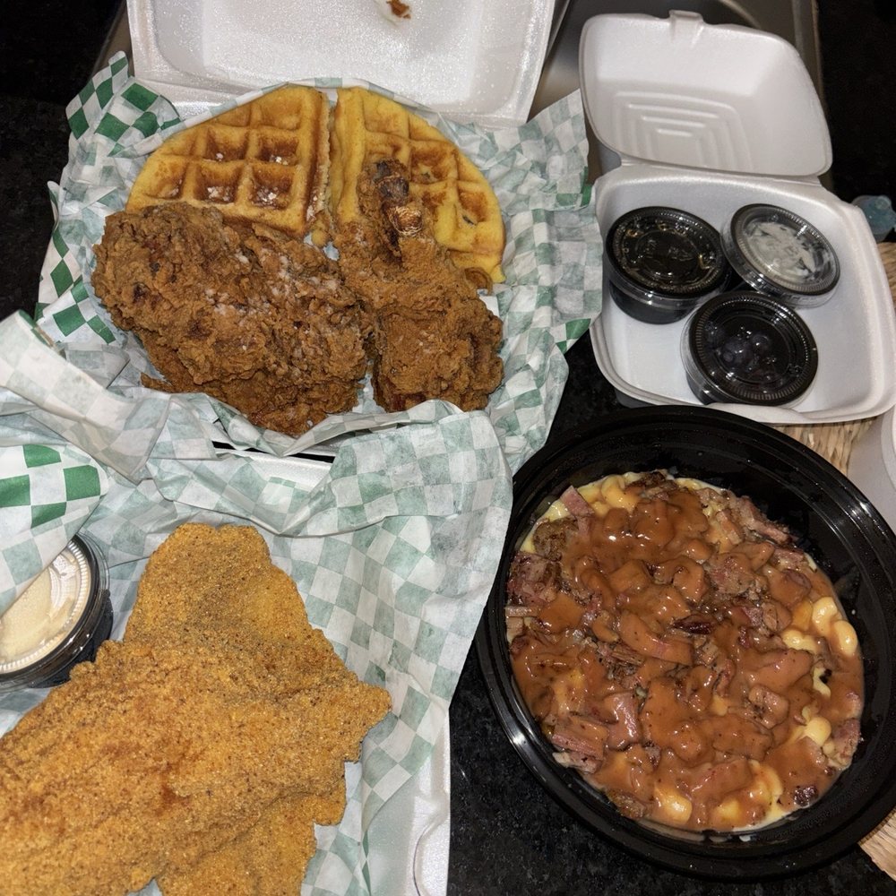 Chicken & Wafflesc 1 Catfish (1 ea) Mac and Cheese with Brisket Chicken & Wafflesc 1 Catfish (1 ea) Mac and Cheese with Brisket