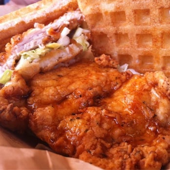 Bruxie - Chicken n Waffles with chili honey - Sandwiches Near Me - Orange, California