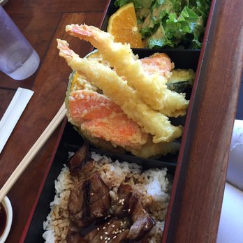 Geta - Beef teriyaki & Tempura combo ($9.95) - with rice, salad, miso soup - Japanese Near Me - Oakland, California