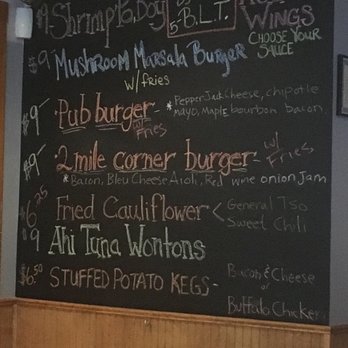 The Pub at Two Mile Corner - Specials board (taken week of 5/27/18) just as example it will be different when you go! - Chicken Wings Near Me - Middletown, Rhode Island The Pub at Two Mile Corner - Specials board (taken week of 5/27/18) just as example it will be different when you go! - Chicken Wings Near Me - Middletown, Rhode Island