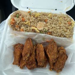 BTJ Wings - Old Bay wings with shrimp fried rice