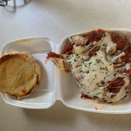 Chicken parmigiana sandwich.