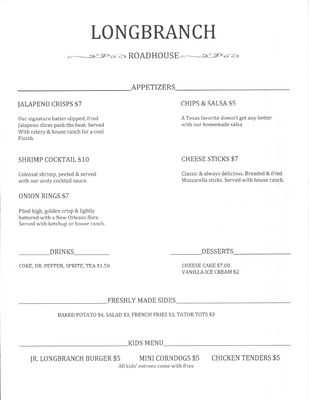 Menu photo 3 Long Branch Roadhouse Seymour, TX Menu photo 3 Long Branch Roadhouse Seymour, TX