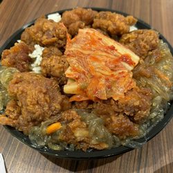 Plus 82 Korean BBQ - Galbi fried chicken bowl with japchae and kimchi