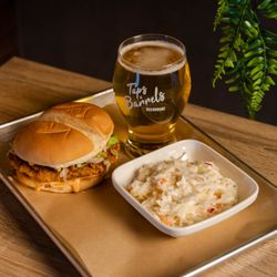 Taps & Barrels - Fried Chicken Sandwich with light Lager