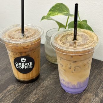 Qreate Coffee + Studio - Tiger Coffee and Taro Latte. - Coffee & Tea Near Me - Orlando, Florida Qreate Coffee + Studio - Tiger Coffee and Taro Latte. - Coffee & Tea Near Me - Orlando, Florida