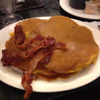 Tom's - Pumpkin Walnut Pancakes with a side order of bacon - Diners Near Me - Brooklyn, New York