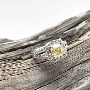 Electric Buffalo Gallery - Yellow diamond GIA Certified 1.5ct natural yellow center stone with .86 white diamonds surround in 14k white gold. - Gemstones & Minerals Near Me - Bigfork, Montana Electric Buffalo Gallery - Yellow diamond GIA Certified 1.5ct natural yellow center stone with .86 white diamonds surround in 14k white gold. - Gemstones & Minerals Near Me - Bigfork, Montana