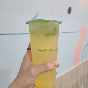Hello Boba - peach fruity mojito - very refreshing drink - Coffee & Tea Near Me - El Monte, California