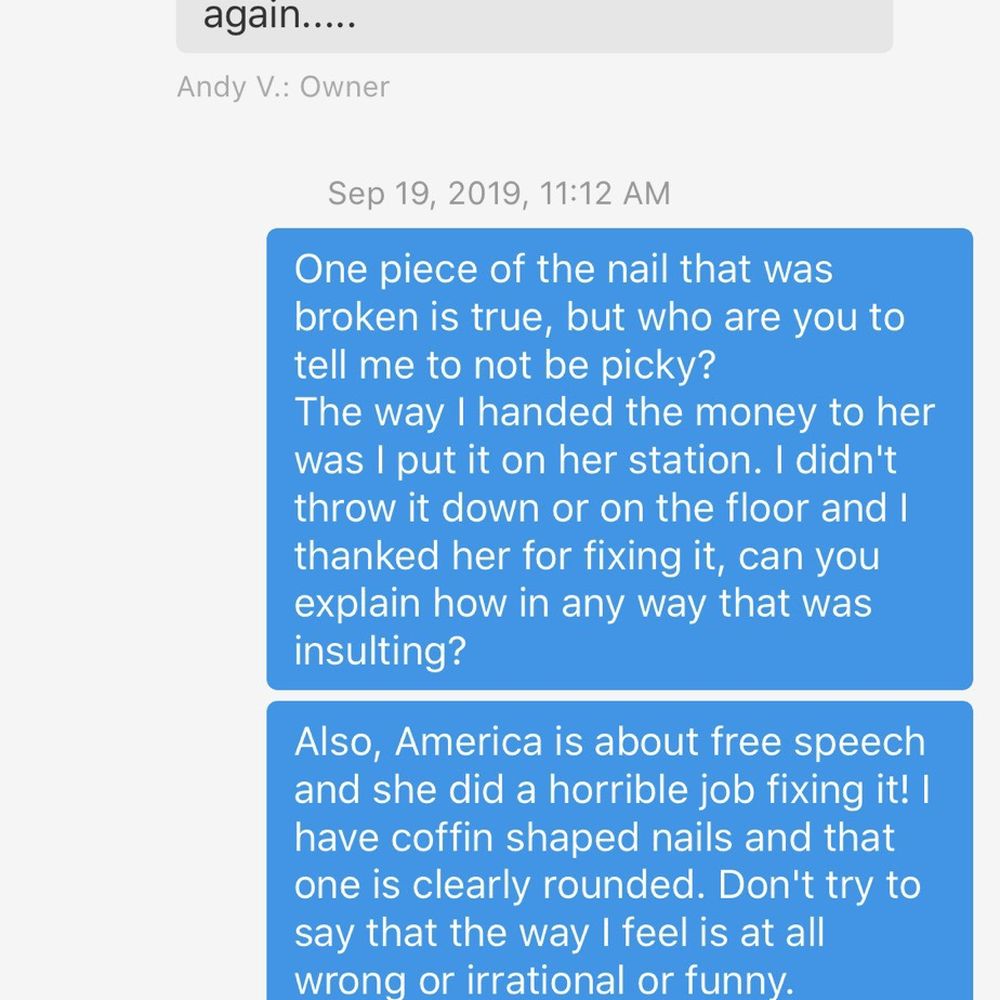 Relaxing Nails & Spa - This was my response. Like I said, don't waste your time - Nail Salons Near Me - San Mateo, California