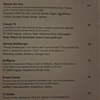 Fountain Lounge - Cocktail List - Lounges Near Me - New Orleans, Louisiana