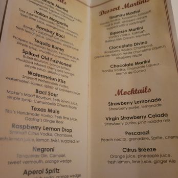 Cafe Baci - Cocktail menu - Italian Near Me - Westbury, New York Cafe Baci - Cocktail menu - Italian Near Me - Westbury, New York