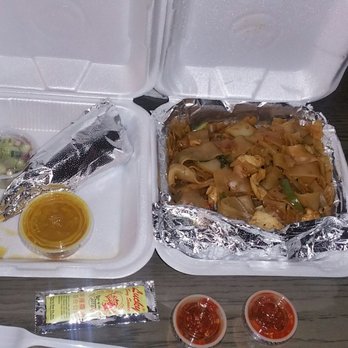 Pink Elephant - Picture of Chicken Satey on left (4pc) & Drunken Noodles with Chicken on Right - Japanese Near Me - Canoga Park, California Pink Elephant - Picture of Chicken Satey on left (4pc) & Drunken Noodles with Chicken on Right - Japanese Near Me - Canoga Park, California