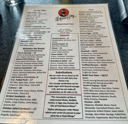 Menu photo 1 The Artisan Pig Plymouth, MA Menu photo 1 The Artisan Pig Plymouth, MA