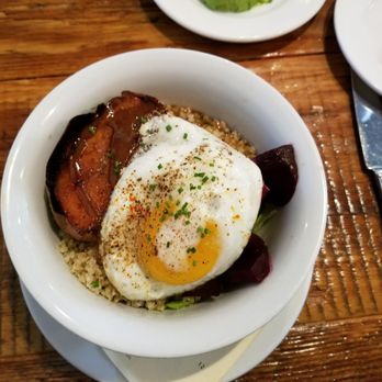 Farmstead Table - Olive oil fried egg bowl - New American Near Me - Newton, Massachusetts Farmstead Table - Olive oil fried egg bowl - New American Near Me - Newton, Massachusetts