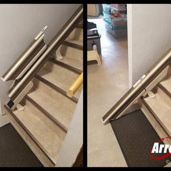 Arrow Lift - A retractable rail can be installed allowing the rail to be stored entirely on the staircase to maintain a clear walkway. - Elevator Services Near Me - Appleton, Wisconsin Arrow Lift - A retractable rail can be installed allowing the rail to be stored entirely on the staircase to maintain a clear walkway. - Elevator Services Near Me - Appleton, Wisconsin